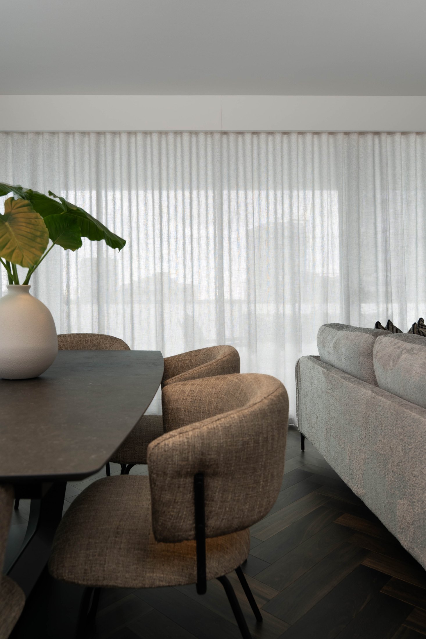Zetland living room with motorised sheers